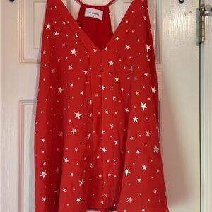Adrienne Red Star Print Top